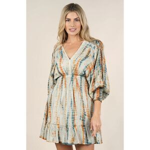 Lovestitch Meet Me in Bali Tie Dye Mini Dress Light Sage Size L